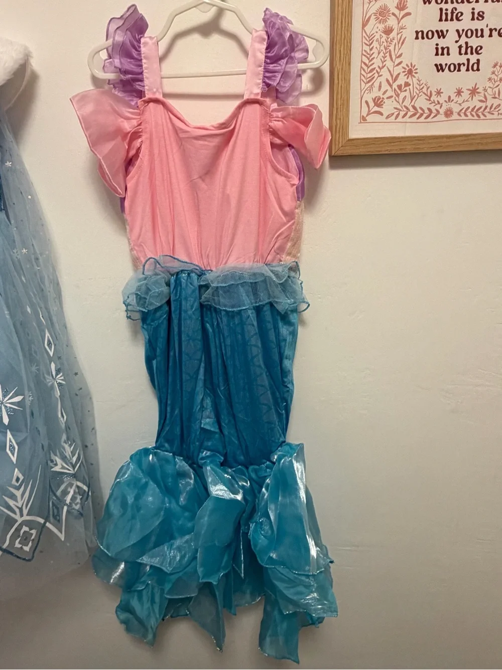Girls Pink Purple and Teal Mermaid Costume Dress